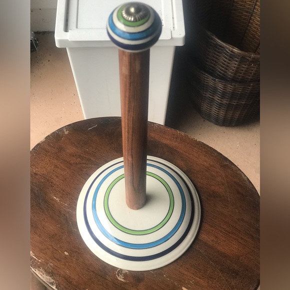 Kitchen Vtg Ceramic And Wood Paper Towel Holder Poshmark